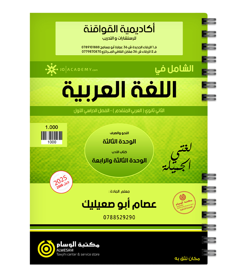 الوحدة الثالثة (نحو) الوحدة الثالثة و الرابعة (الادب)عصام ابو صعيليك 2008