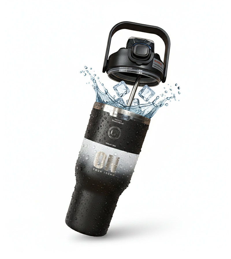 كوب ON مموج أسود وأبيض مع بكج مخصص